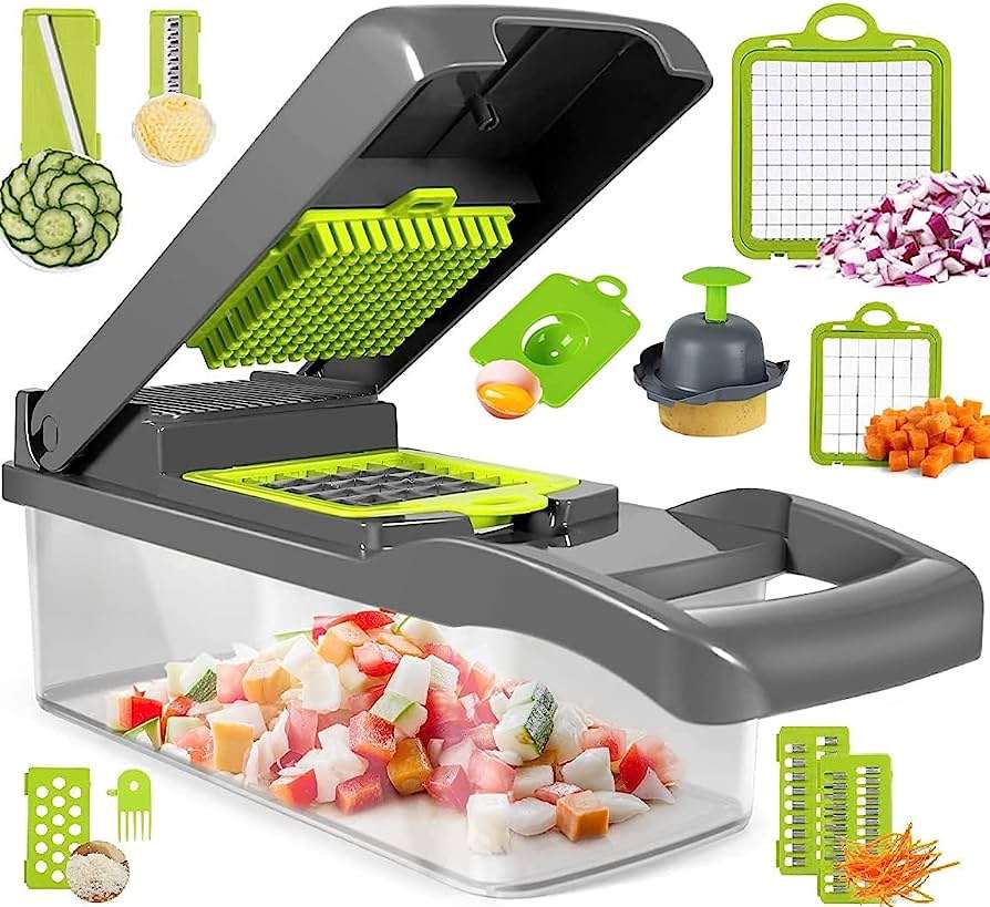 PICADOR MULTIFUNCIONAL DE VERDURAS Y FRUTAS 14 EN 1