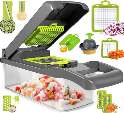 PICADOR MULTIFUNCIONAL DE VERDURAS Y FRUTAS 14 EN 1