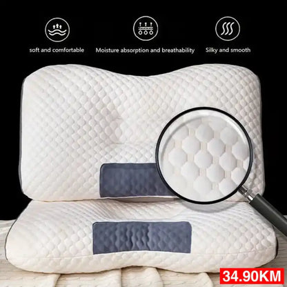 Almohada ortopédica con soporte cervical 3D, fabricada en espuma viscoelástica.